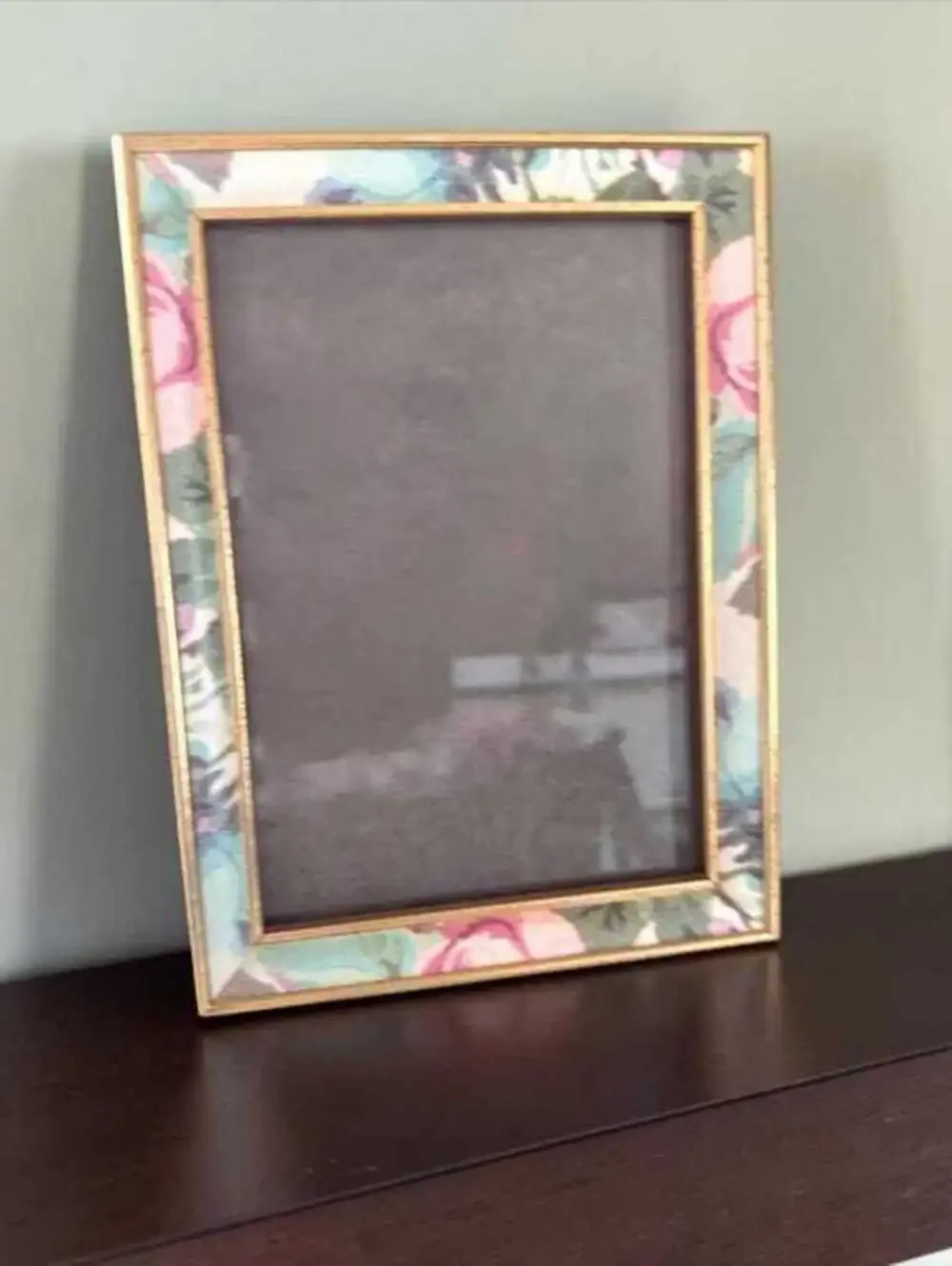 Vintage Rose Chintz Fabric Gold Frame 5x7 Cottage Floral Picture Frame